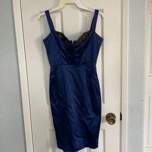 Bebe satin blue formal bodycon - S -